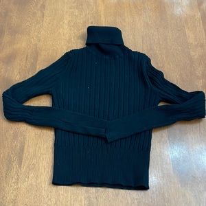 ZARA crop black ribbed turtleneck sweater size small